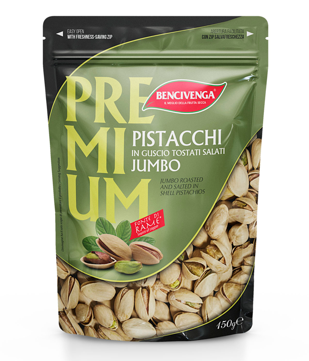 Pistacchi Jumbo in guscio tostati e salati gr 150 pz x ct 10 BENCIVENGA